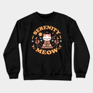 Serenity Meow Zen Cat in Floral Kimono Meditating Crewneck Sweatshirt